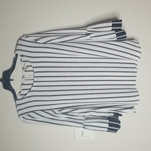 Established 1946 pinstripe blouse with bell 3/4 sleeves .Pullover .
